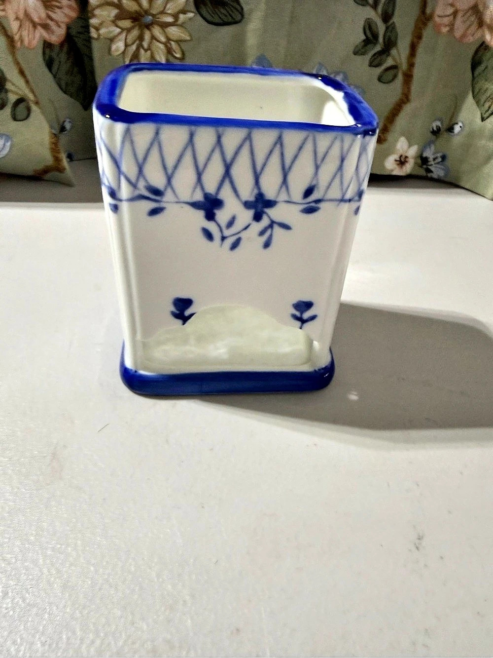 Blue & White Tea Bag or Sugar Packet Dispenser - 4.5" Tall